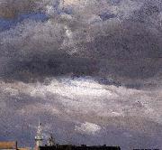 johann christian Claussen Dahl Cloud Study, Thunder Clouds over the Palace Tower at Dresden oil painting on canvas